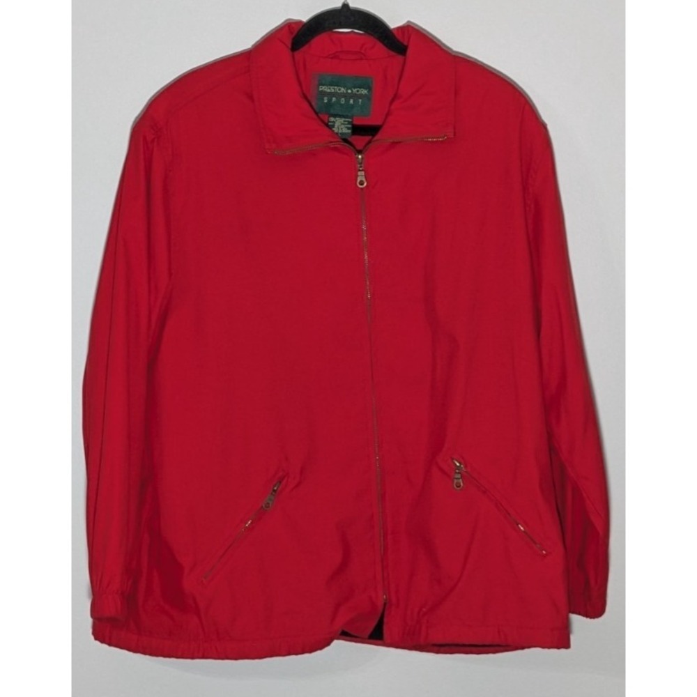 Preston & York Sport Red Fleece Lined Full Zip Lightweight Harrington Jacket L
